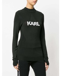 Maglione girocollo stampato nero e bianco di Karl Lagerfeld