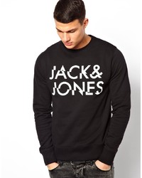Maglione girocollo stampato nero e bianco di Jack & Jones
