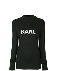 Maglione girocollo stampato nero e bianco di Karl Lagerfeld
