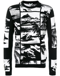 Maglione girocollo stampato nero e bianco di Kenzo