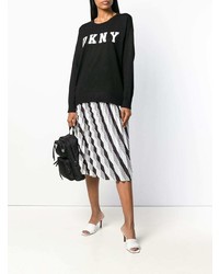 Maglione girocollo stampato nero e bianco di DKNY