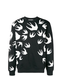 Maglione girocollo stampato nero e bianco di McQ Alexander McQueen