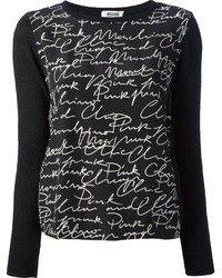 Maglione girocollo stampato nero e bianco di Moschino Cheap & Chic