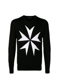 Maglione girocollo stampato nero e bianco di Neil Barrett