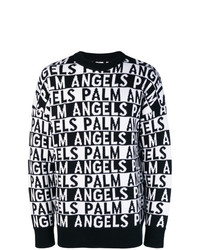 Maglione girocollo stampato nero e bianco di Palm Angels