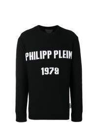 Maglione girocollo stampato nero e bianco di Philipp Plein