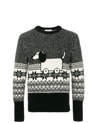 Maglione girocollo stampato nero e bianco di Thom Browne