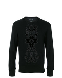 Maglione girocollo stampato nero di Alexander McQueen