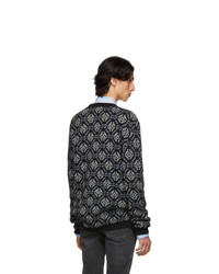 Maglione girocollo stampato nero di Gucci
