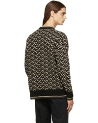 Maglione girocollo stampato nero di Versace