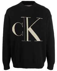 Maglione girocollo stampato nero di Calvin Klein Jeans