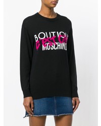 Maglione girocollo stampato nero di Boutique Moschino