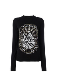 Maglione girocollo stampato nero di Christopher Kane
