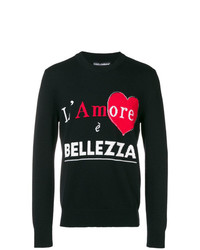 Maglione girocollo stampato nero di Dolce & Gabbana