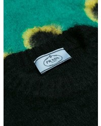 Maglione girocollo stampato nero di Prada