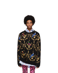 Maglione girocollo stampato nero di Gucci