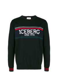 Maglione girocollo stampato nero di Iceberg