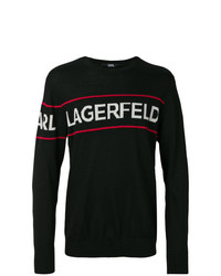 Maglione girocollo stampato nero di Karl Lagerfeld
