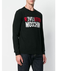 Maglione girocollo stampato nero di Love Moschino