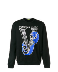 Maglione girocollo stampato nero di Versace Jeans