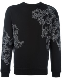 Maglione girocollo stampato nero di Versace