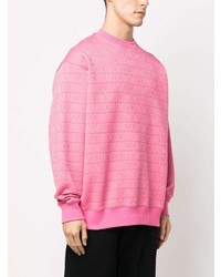 Maglione girocollo stampato rosa di Moschino