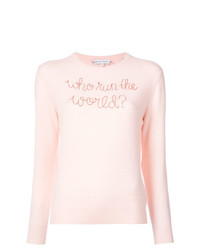 Maglione girocollo stampato rosa di Lingua Franca