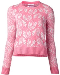 Maglione girocollo stampato rosa