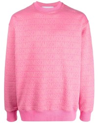 Maglione girocollo stampato rosa di Moschino