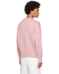 Maglione girocollo stampato rosa di AMI Alexandre Mattiussi