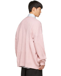 Maglione girocollo stampato rosa di Raf Simons