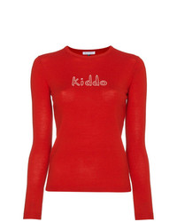 Maglione girocollo stampato rosso e bianco di Bella Freud