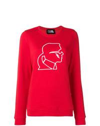 Maglione girocollo stampato rosso e bianco di Karl Lagerfeld