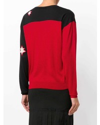 Maglione girocollo stampato rosso e nero di Sonia Rykiel