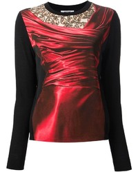 Maglione girocollo stampato rosso e nero di Moschino Cheap & Chic