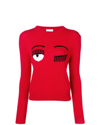 Maglione girocollo stampato rosso di Chiara Ferragni