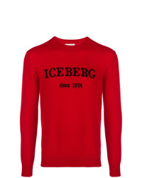 Maglione girocollo stampato rosso di Iceberg