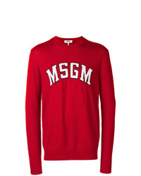 Maglione girocollo stampato rosso di MSGM