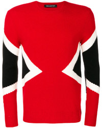 Maglione girocollo stampato rosso di Neil Barrett
