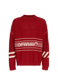 Maglione girocollo stampato rosso di Off-White