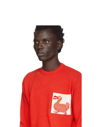 Maglione girocollo stampato rosso di Loewe