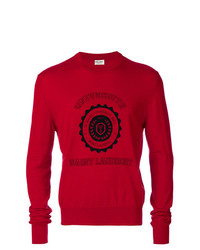 Maglione girocollo stampato rosso di Saint Laurent