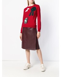 Maglione girocollo stampato rosso di Boutique Moschino