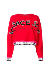 Maglione girocollo stampato rosso di Versace Jeans