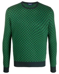 Maglione girocollo stampato verde di Drumohr