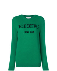 Maglione girocollo stampato verde di Iceberg