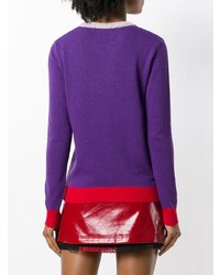 Maglione girocollo stampato viola di Pinko