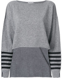 Maglione in cashmere a righe orizzontali grigio di Sonia Rykiel