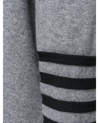 Maglione in cashmere a righe orizzontali grigio di Sonia Rykiel