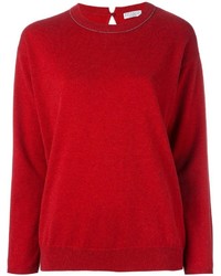 Maglione in cashmere rosso di Brunello Cucinelli